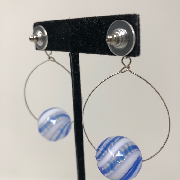 Artisan Wire Earrings w/ Blown Glass Beads - Picture 4 of 5
